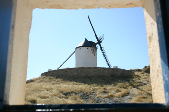 窓から見たコンスエグラの風車